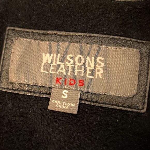 Kids Vintage Wilson black leather‎ long coat jacket size small - Picture 3 of 6